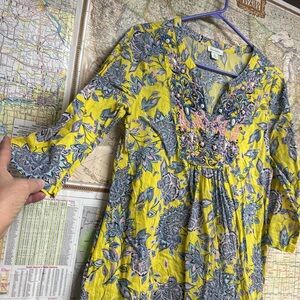 Sundance Floral Yellow Beaded/embroidered Women's Tunic Top